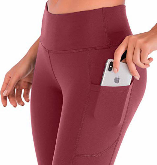 IUGA High Waist Yoga Pants with Pockets, Tummy Control Yoga Capris for  Women, 4 Way Stretch Capri Leggings with Pockets(Wine 8401, X-Small)