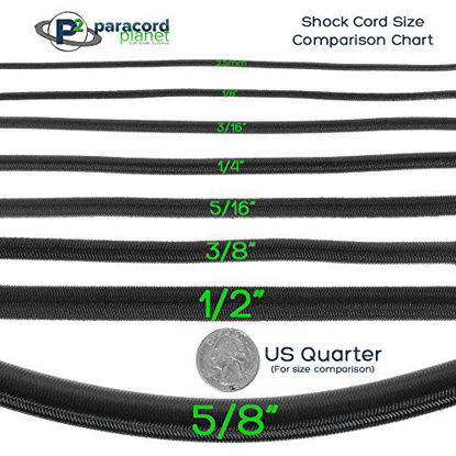 Picture of PARACORD PLANET Elastic Bungee Nylon Shock Cord 2.5mm 1/32", 1/16", 3/16", 5/16", 1/8, 3/8", 5/8", 1/4", 1/2 inch Crafting Stretch String 10 25 50 & 100 Foot Lengths Made in USA