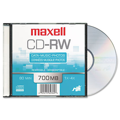 Picture of Maxell 630011 CD-RW Discs, 700MB/80min, 4X, Silver, 10/Pack