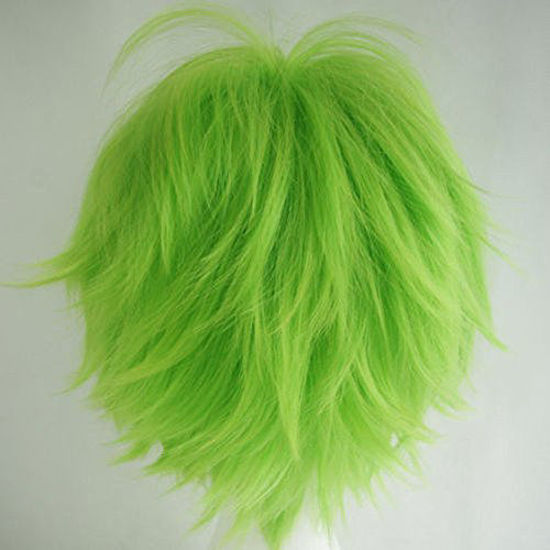 GetUSCart S noilite Women Men Male Cosplay Hair Wig Short Straight Fluffy Spiky Anime Party Costume Full Wigs Green