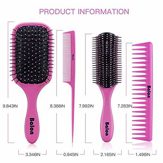 4Pcs Paddle Hair Brush, Detangling Brush and Hair Comb Set for Men and  Women, Great On Wet or Dry Hair, No More Tangle Hairbrush for Long Thick  Thin