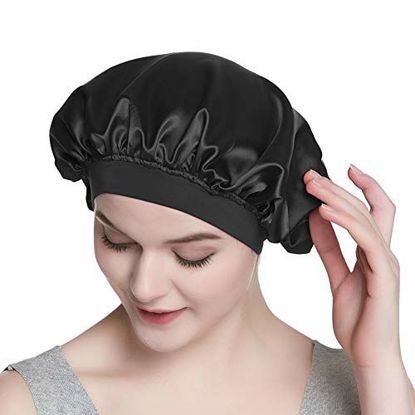 Picture of Sleeping Cap for Short Hair Women Night Hat Natural Hair Bonnet