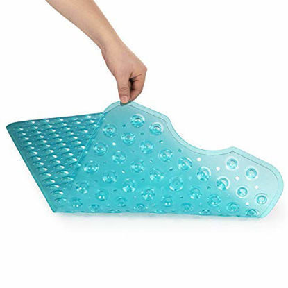 Picture of AmazerBath Bath Tub Mat, Extra Long 39 x 16 Inches Non-Slip Shower Mats with Suction Cups and Drain Holes, Bathtub Mats Bathroom Mats Machine Washable (Clear Green)