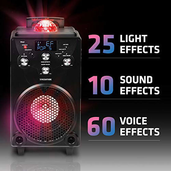 Picture of Professional Karaoke Machine for Adults and Kids - Singsation XL Portable Karaoke System - 60 Voice & 10 Sound Effects, 2 Karaoke Mics, 25 Room-Filling Light Show & Works w/Bluetooth