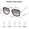 Picture of SOJOS Polarized Sunglasses for Men Women Retro Aviator Square Goggle Classic Alloy Frame Tony Stark Sunglasses Gradient Flat Lens HERO SJ1126 with Gold Frame/Black Rim/Gradient Grey Lens