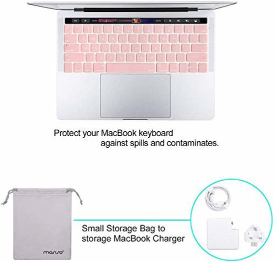 Picture of MOSISO Compatible with MacBook Pro 13 inch Case 2020 2019 2018 2017 2016 Release A2338 M1 A2289 A2251 A2159 A1989 A1706 A1708, Plastic Hard Shell&Keyboard Cover&Screen Protector&Pouch, Rose Quartz