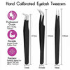 Picture of Sivote Eyelash Tweezers, 3-Pack, Hand Calibrated Straight, Curved Tips and Volume Tweezer, Stainless Steel Lash Tweezers for Eyelash Extensions, Black