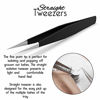 Picture of Sivote Eyelash Tweezers, 2-Pack, Hand Calibrated Straight and Curved Tips, Stainless Steel Lash Tweezers for Eyelash Extensions, Black