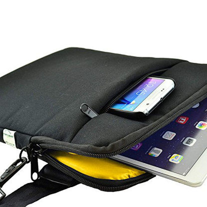 Picture of Turtleback Tablet Bag for iPad Pro and Other Tablets with Shoulder Strap Pouch Bag for Universal Tablets - Fits Devices up to 10.5" Inch with Cases - (Black/Yellow), Made in USA