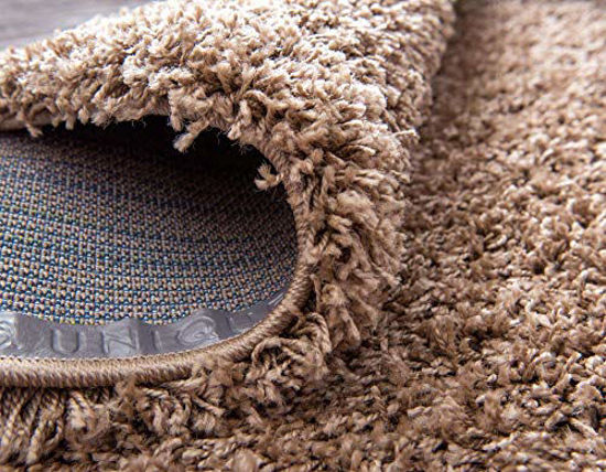 Picture of Unique Loom Solo Solid Shag Collection Modern Plush Sandy Brown Runner Rug (2' 6 x 16' 5)