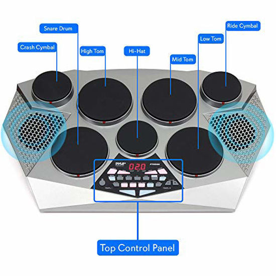 Picture of Pyle 7 Pad, Kick Bass Pedal Controller USB AUX Toms, Hi-Hat, Snare Drums, Cymbals-PTED06 (PTED06)