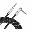 Picture of AmazonBasics 1/4 Inch Tweed Cloth Jacket Right-Angle Instrument Cable - 10 Foot (Black & Gray)