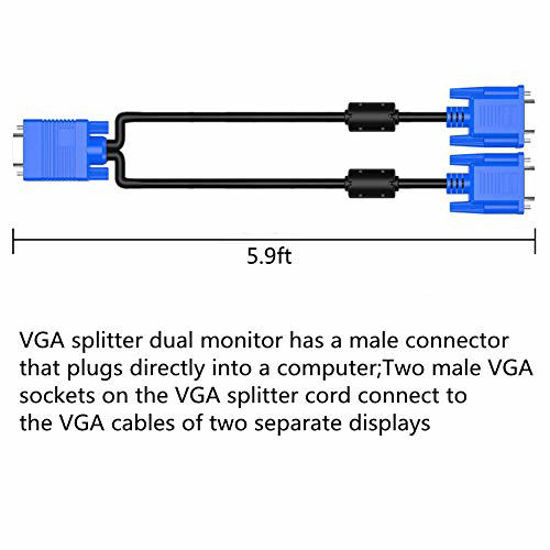 Picture of VGA SVGA HD Cable Male-to-Male Video Cable one-to-one Split Screen Supports 1080P Full HD, Suitable for projectors, HDTVs, Monitors and More Devices 5.9ft