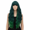 Picture of netgo Green Ombre Wig for Women Long Wavy Heat Resistant Fiber Wigs Side Bangs Cosplay Party