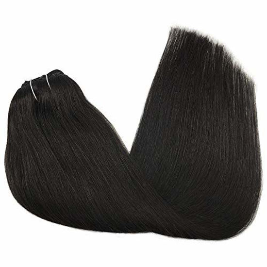 Picture of GOO GOO Hair Extensions Clip in Natural Black 24 Inch 120g 7pcs Human Hair Extensions Remy Natural Hair Real Straight Thick Weft