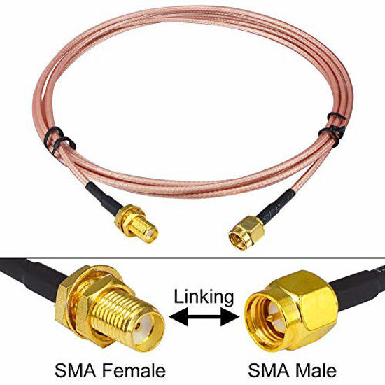 Picture of Nisaea Radio Antenna Extension Cable 3ft/1m SMA Male to SMA Female Low Loss Coalxial Jumper Cable RG316 for HT SDR Dongle Security System Antenna Extender