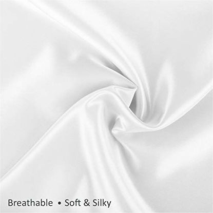 Picture of ShopBedding Luxury Satin Pillowcase for Hair - Standard Satin Pillowcase with Zipper, White (1 per Pack) - Blissford