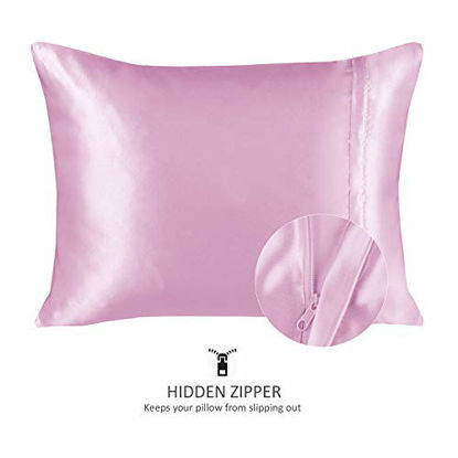Picture of Luxury Satin Pillowcase w/Hidden Zipper, Standard Size,Pink