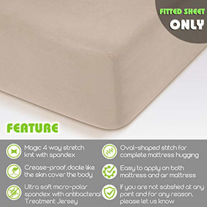 Picture of Fitted Sheet- COSMOPLUS Twin Fitted Sheet OnlyNo Flat Sheet or Pillow Shams,4 Way Stretch Micro-Knit,Snug Fit,Wrinkle Free,for Standard Mattress and Air Bed Mattress from 8 Up to 10,Taupe