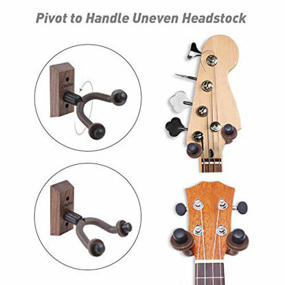 Picture of Guitar Wall Mount Hanger Walnut 4-Pack, Ohuhu Guitar Hanger Wall Hook Holder Stand for Bass Electric Acoustic Guitar Ukulele