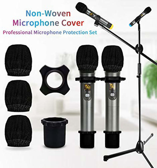 Microphone Covers Disposable 60 Pcs Larger Wireless Mic Dust Covers Disposable Individual Package Mic Protection Silicone Ring Bottom Rod Sleeve