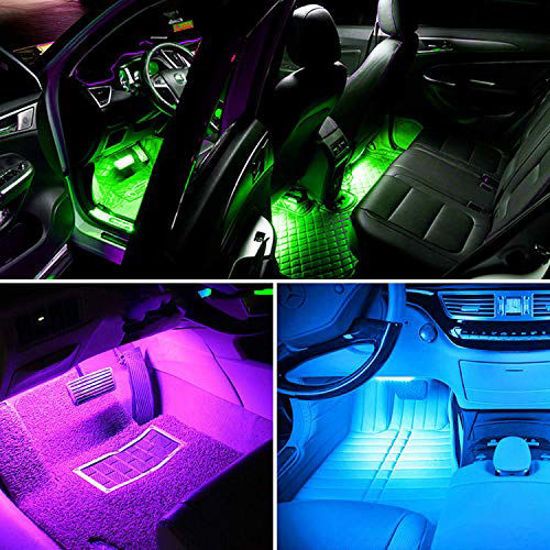 Nilight 4PCS 48 LED Interior Lights DC 12V Multicolor Music Car Strip Light  Under Dash Lighting Kit with Sound Active Function and Wireless Remote  Control 