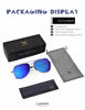 Picture of LUENX Men Women Aviator Sunglasses Polarized Shades Flexible Spring Hinge - Dark Blue Mirror Lens Silver Metal Frame 60mm