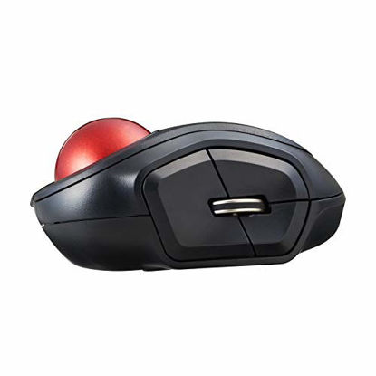 GetUSCart- ELECOM HUGE Trackball Mouse, 2.4GHz Wireless, Finger Control,  8-Button Function, Precision Optical Gaming Sensor, Palm Rest Attached,  Smooth Red Ball, Windows11, macOS (M-HT1DRBK)