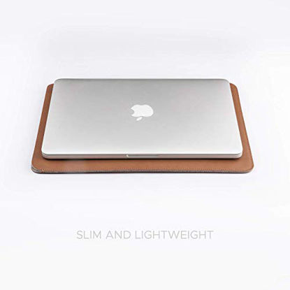 Picture of Comfyable Laptop Sleeve 13 Inch Precisely Compatible with MacBook Pro M1 2016-2020 & Mac Air 2020, Not Fit Old Versioned MBA/MBP, Faux Leather Cover Case, Brown