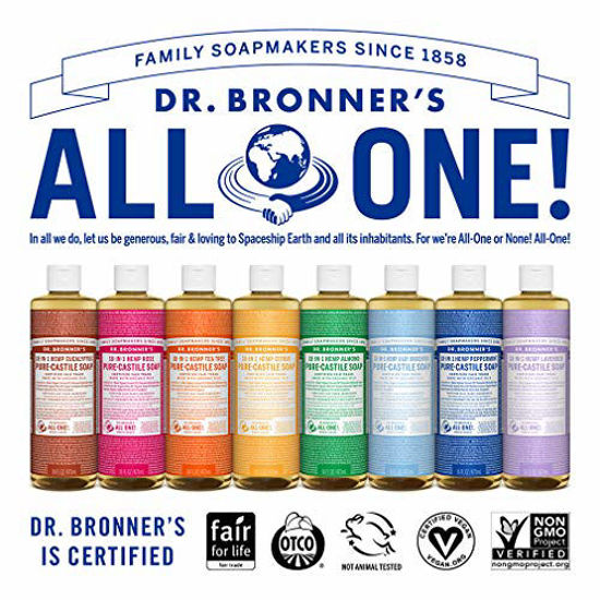 Picture of Dr. Bronners - Pure-Castile Liquid Soap (Lavender, 16 ounce, 2-Pack) - Made with Organic Oils, 18-in-1 Uses: Face, Body, Hair, Laundry, Pets and Dishes, Concentrated, Vegan, Non-GMO