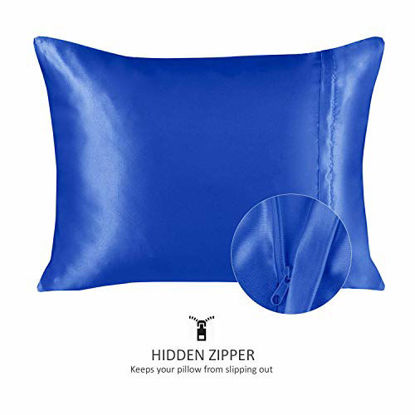 Picture of ShopBedding Luxury Satin Pillowcase for Hair - King Satin Pillowcase with Zipper, Royal (Pillowcase Set of 2) - Blissford