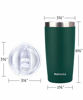 Picture of SUNWILL 20oz Tumbler with Lid, Stainless Steel Vacuum Insulated Double Wall Travel Tumbler, Durable Insulated Coffee Mug, Powder Coated Dark Green, Thermal Cup with Splash Proof Sliding Lid