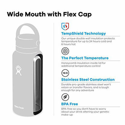 Picture of Hydro Flask Water Bottle - Stainless Steel & Vacuum Insulated - Wide Mouth 2.0 with Leak Proof Flex Cap - 40 oz, Spearmint