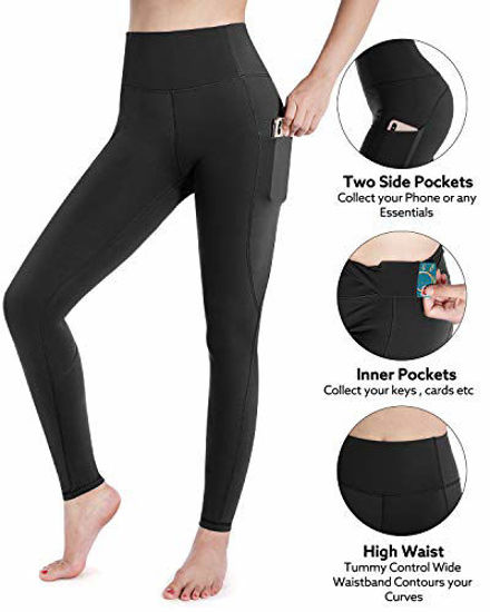 Solid High Waisted Workout Leggings with Side Pockets