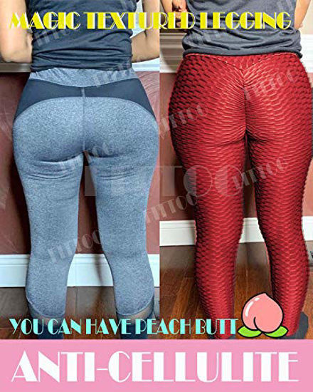  Women High Waisted Yoga Pants Workout Butt Lifting Scrunch  Booty Leggings Tummy Control Anti Cellulite Textured Tights 2XL