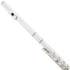 Picture of Mendini Closed Hole C Flute with Stand, 1 Year Warranty, Case, Cleaning Rod, Cloth, Joint Grease, and Gloves (Nickel Plated)