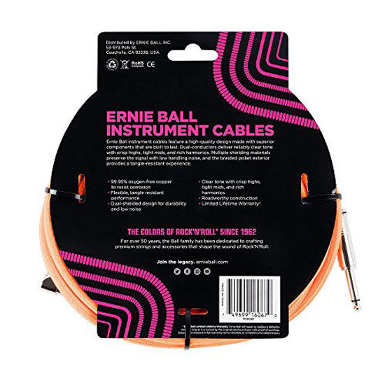 Picture of Ernie Ball Instrument Cable, Neon Orange, 25 ft