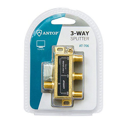 Picture of 3 Way TV Signal Splitter,ANTOP Digital Coax Cable Splitter 2GHz- 5-2050MHz High Performance for Satellite/Cable TV Antenna