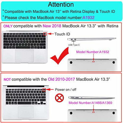 Picture of MOSISO Keyboard Cover Compatible with MacBook Air 13 inch 2019 2018 Release A1932 with Retina Display & Touch ID, Waterproof Dust-Proof Protective Silicone Skin, Mac OS X Shortcut, Gray