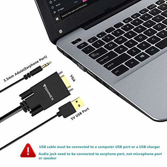 FOINNEX VGA to HDMI Cable with Audio, 1080P VGA to HDMI Adapter Cable VGA  Computer/Laptop to HDMI Monitor/TV, VGA Male to HDMI Male Converter Cord  for