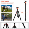 Picture of GEEKOTO 77'' Tripod, Camera Tripod for DSLR, Compact Aluminum Tripod with 360 Degree Ball Head and 8kgs Load for Travel and Work