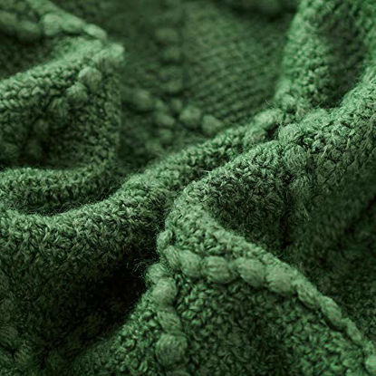 Picture of Bourina Green Throw Blanket Textured Solid Soft Sofa Couch Decorative Knitted Blanket, 50" x 60",Green