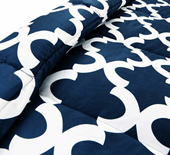 Picture of Utopia Bedding Printed Comforter Set (King/Cal King, Navy) with 2 Pillow Shams - Luxurious Brushed Microfiber - Down Alternative Comforter - Soft and Comfortable - Machine Washable