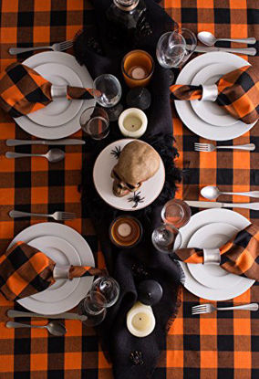 Picture of DII Buffalo Check Collection Classic Tabletop, Tablecloth, 60x104, Orange & Black