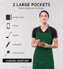 Picture of Syntus 2 Pack Adjustable Bib Apron Waterdrop Resistant with 2 Pockets Cooking Kitchen Aprons for BBQ Drawing, Women Men Chef, Dark Green