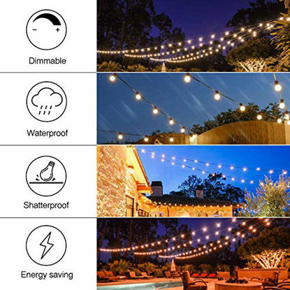 Picture of Banord 102FT Dimmable LED Outdoor String Lights, 34 Hanging Sockets with 35 x Shatterproof LED Bulb Party Lights, Waterproof Vintage Ambiance Patio Lights String for Wedding, Gatherings