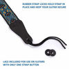 Picture of KLIQ Vintage Woven Guitar Strap for Acoustic and Electric Guitars + 2 Free Rubber Strap Locks, 2 Free Guitar Picks and 1 Free Lace | '60s Jacquard Weave Hootenanny Style | Turquoise & Coffee Paisley