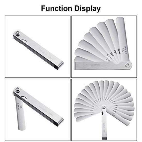 Picture of Stainless Steel Feeler Gauge Dual Marked Metric and Imperial Gap Measuring Tool (0.0015/0.04-0.025/0.635 mm, 26 Blades)