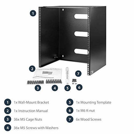 Picture of StarTech.com 12U Wall Mount Patch Panel Bracket - 12 Inch Deep - 19" Patch Panel Rack for Shallow Network Equipment- 125lbs Capacity (WALLMNT12)