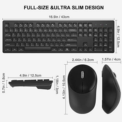 Picture of Wireless Keyboard and Mouse, WisFox Full-Size Wireless Mouse and Keyboard Combo, 2.4GHz Silent USB Wireless Keyboard Mouse Combo for PC Desktops Computer, Laptops, Windows